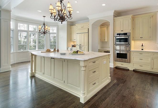 glossy laminate flooring in a trendy office space in Addison